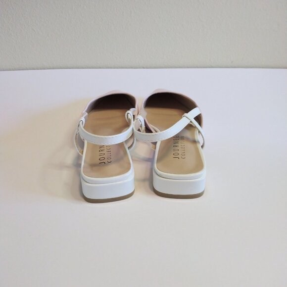 Journey Collection Women's Paislee Sling Back Block Heel Square Toe Flats Size 8 - Picture 3 of 6